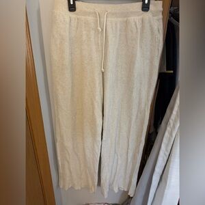 Aerie, cream, size medium, wide leg pants.